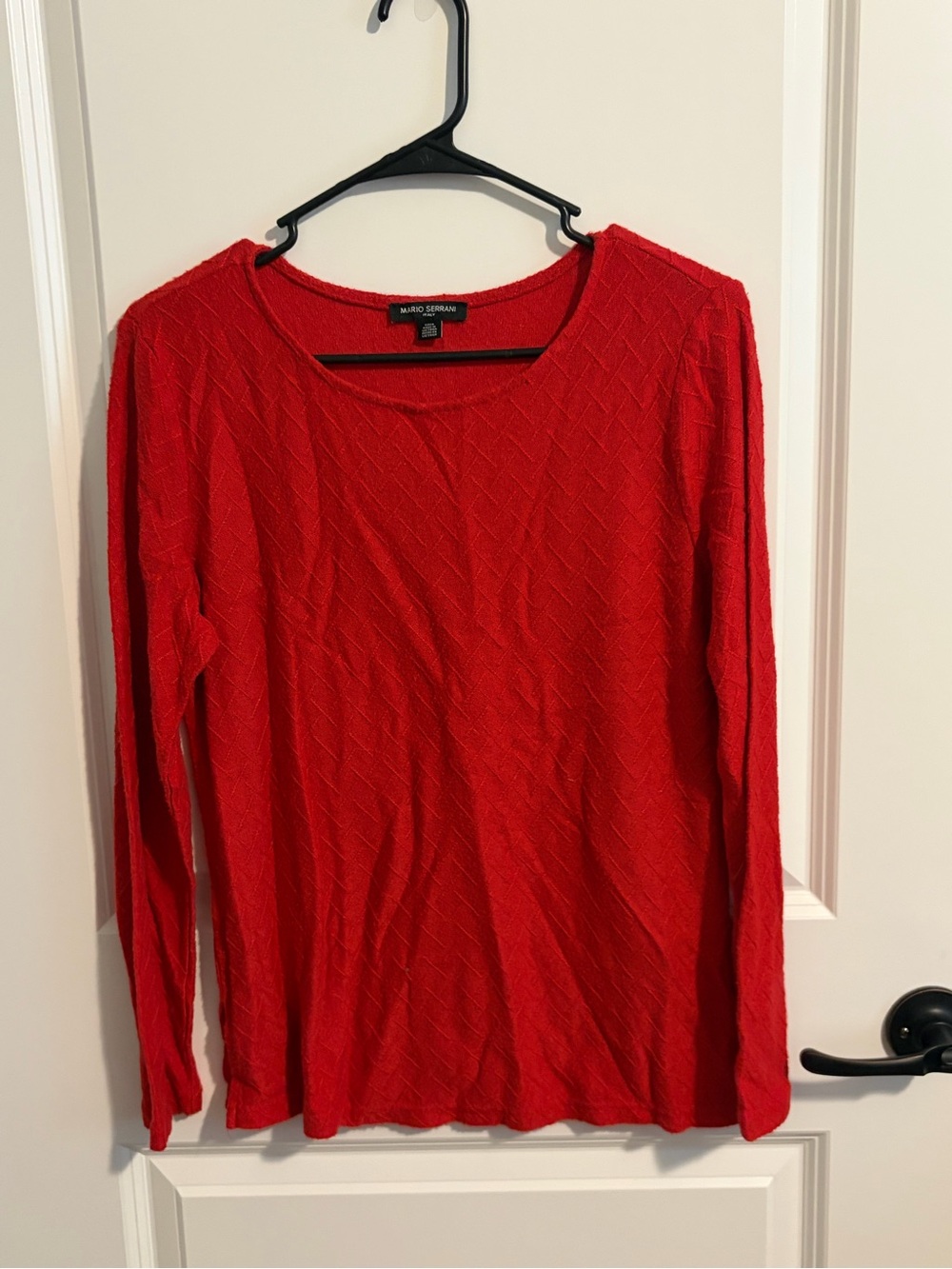 Mario Serrani Bright Red Textured Long-Sleeve Tunic Top